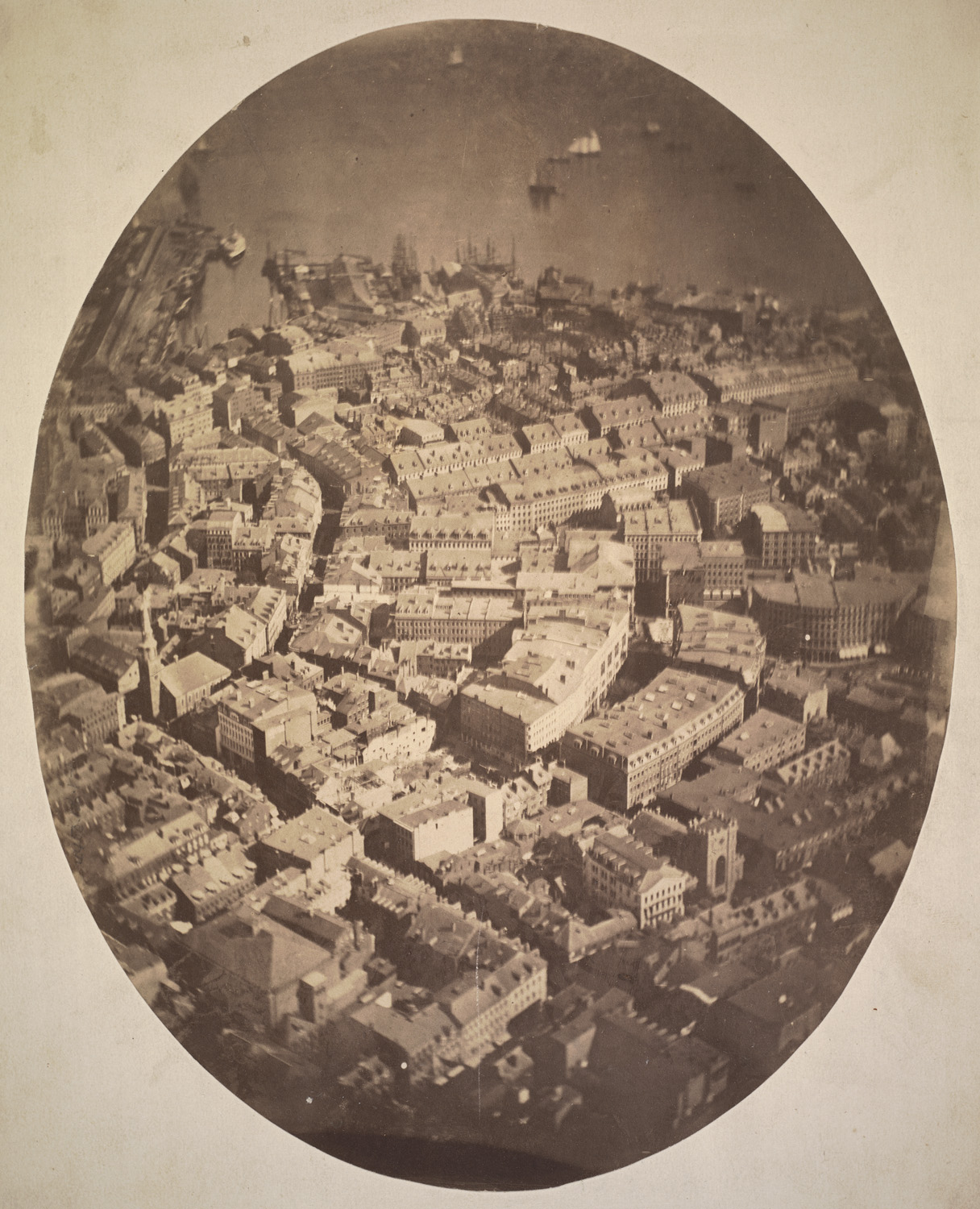 Aerial photograph of Boston taken in 1860 by James Wallace Black from a hot air balloon, the oldest surviving aerial photograph