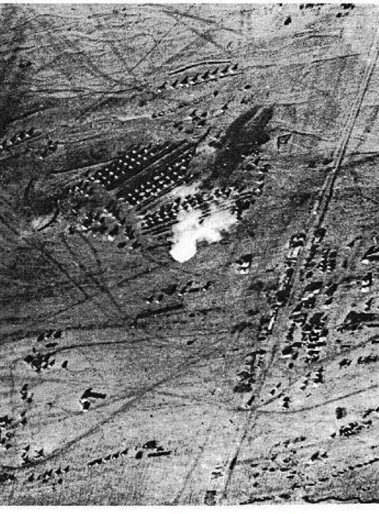 Early aerial photograph of a British military balloon camp taken from approximately 1,000 feet during late 19th-century field operations.