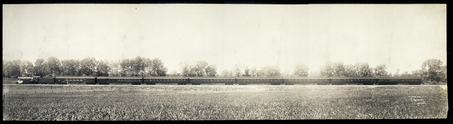 Panoramic photograph of the Alton Limited passenger train taken by George R. Lawrence in the early 20th century