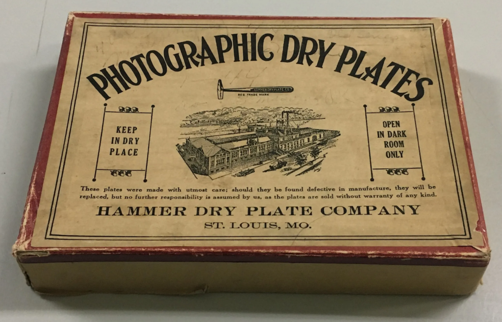 Hammer Dry Plate Company photographic dry plates box from St. Louis, Missouri