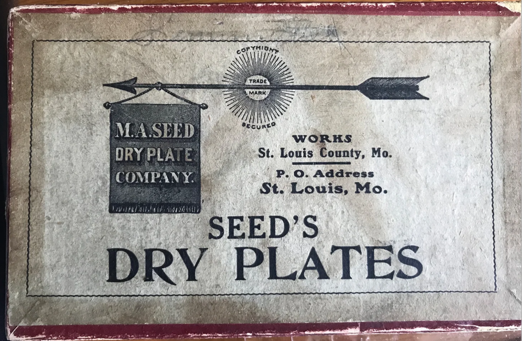 Seed’s Dry Plates box produced by the M.A. Seed Dry Plate Company of St. Louis, Missouri