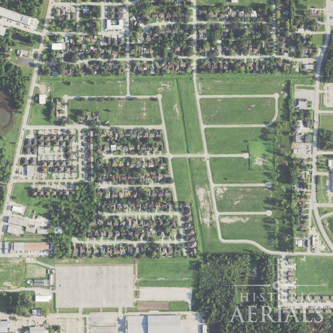 2022 aerial view of Memorial Glen subdivision in Humble, Texas showing partially developed streets and open lots.